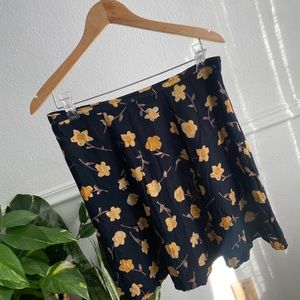 Vintage 90’s Clio Black Floral Print Skater Mini Skirt Made In The USA